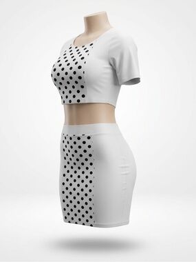 White Polka Dot Panel Pencil Skirt - Women's